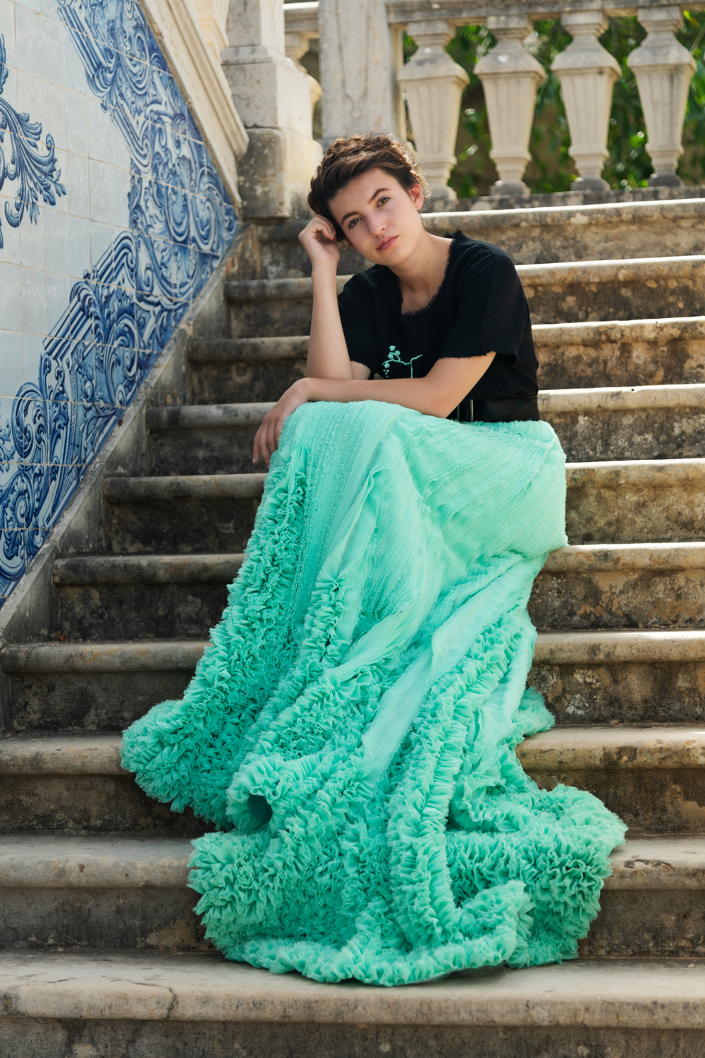 Chiffon skirt green clearance
