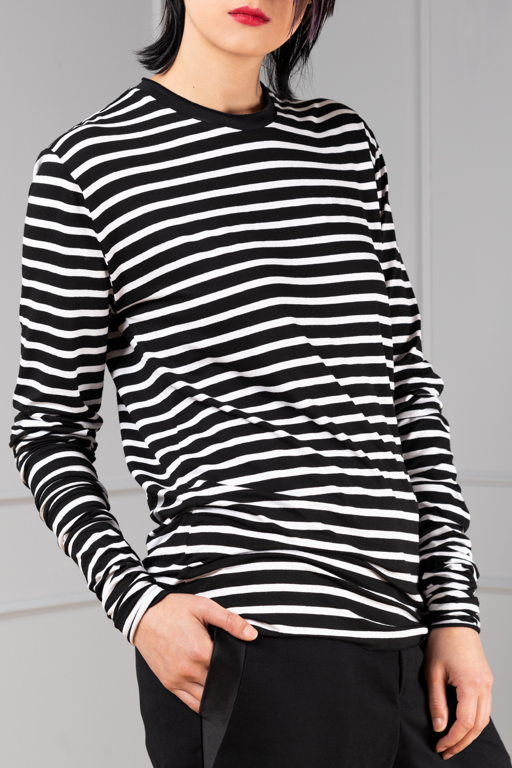 Striped long sleeve for women with extra long sleeves | Haruco-vert