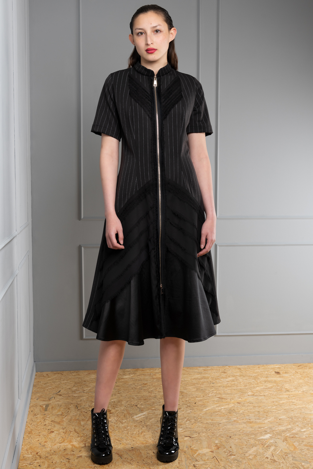 Black pinstripe cheap dress