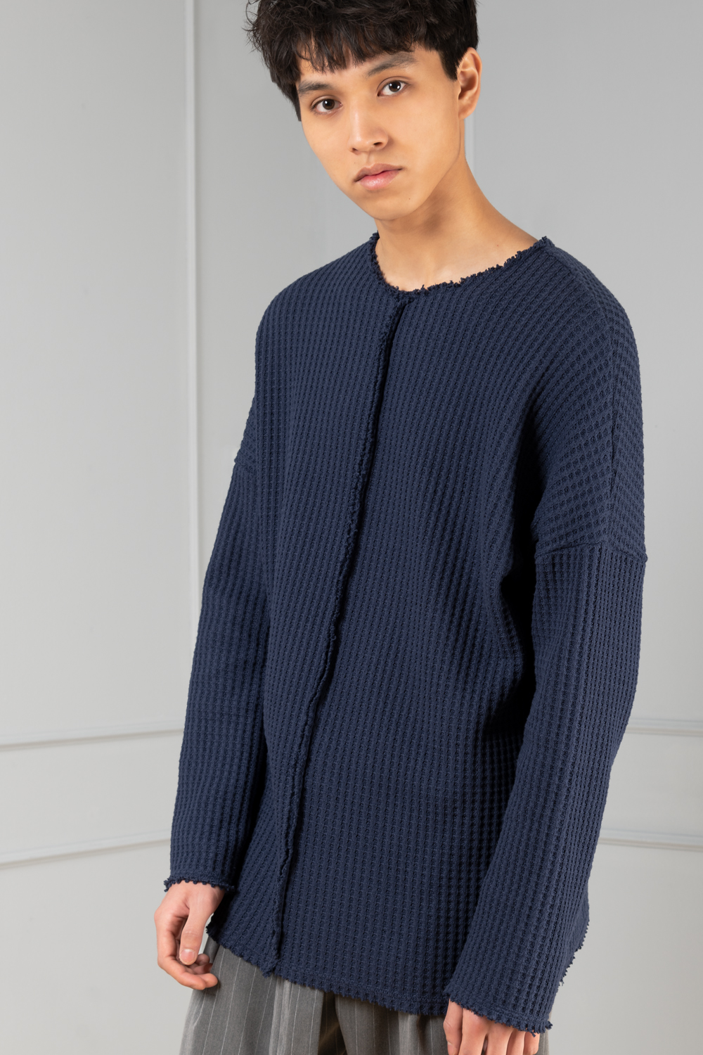 Replay Waffle Knit Jumper in Blue for Men