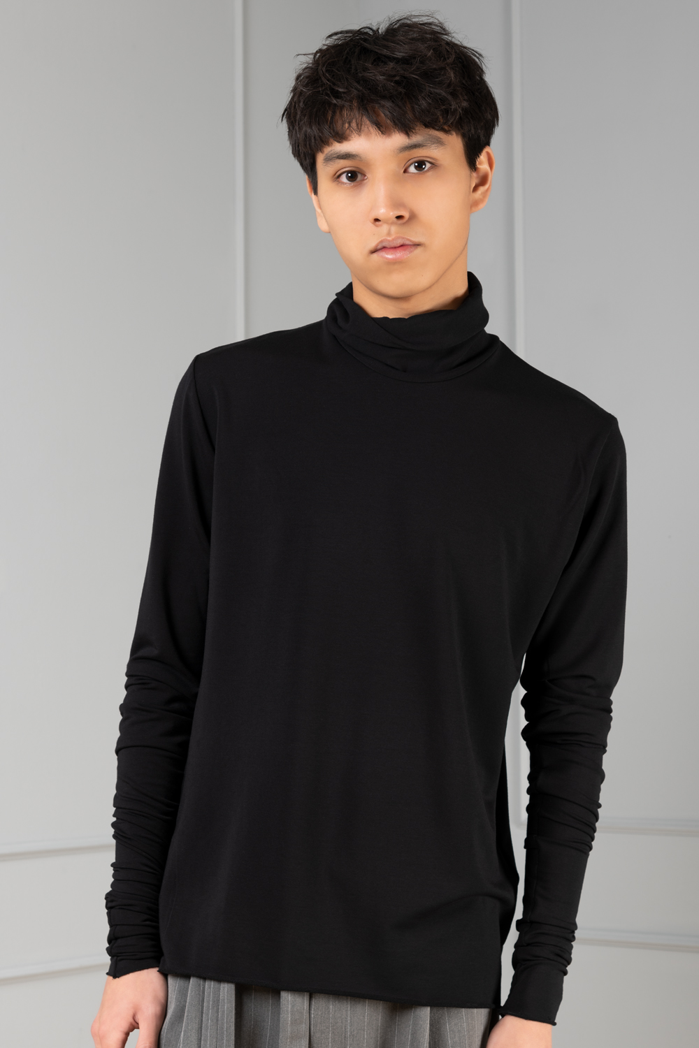 Turtleneck bamboo unisex long sleeve Haruco vert