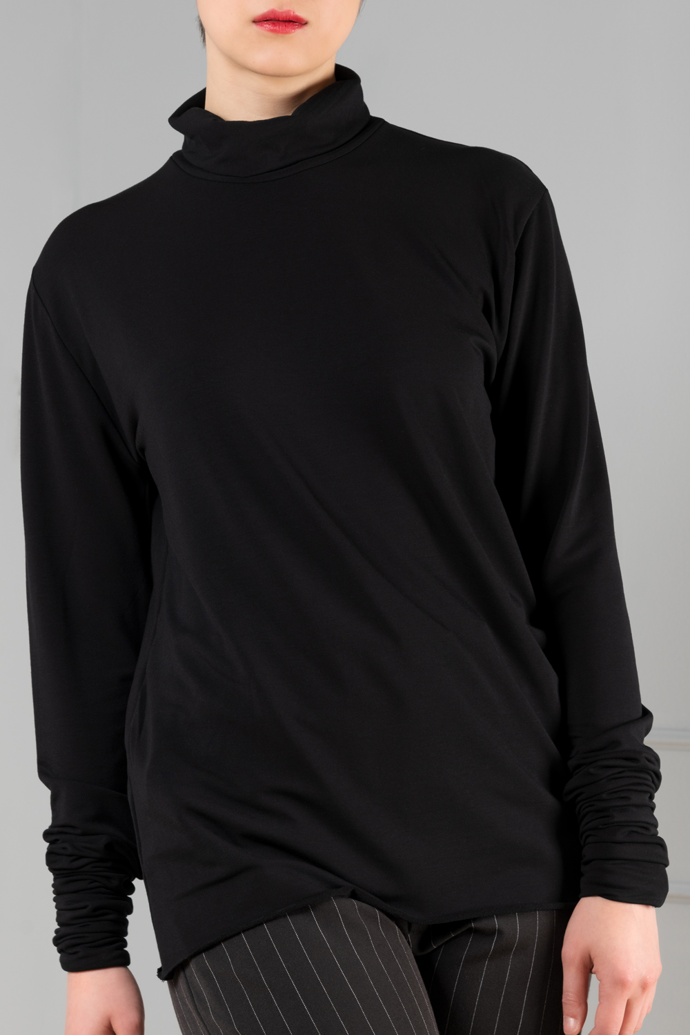 Turtleneck bamboo women s long sleeve Haruco vert