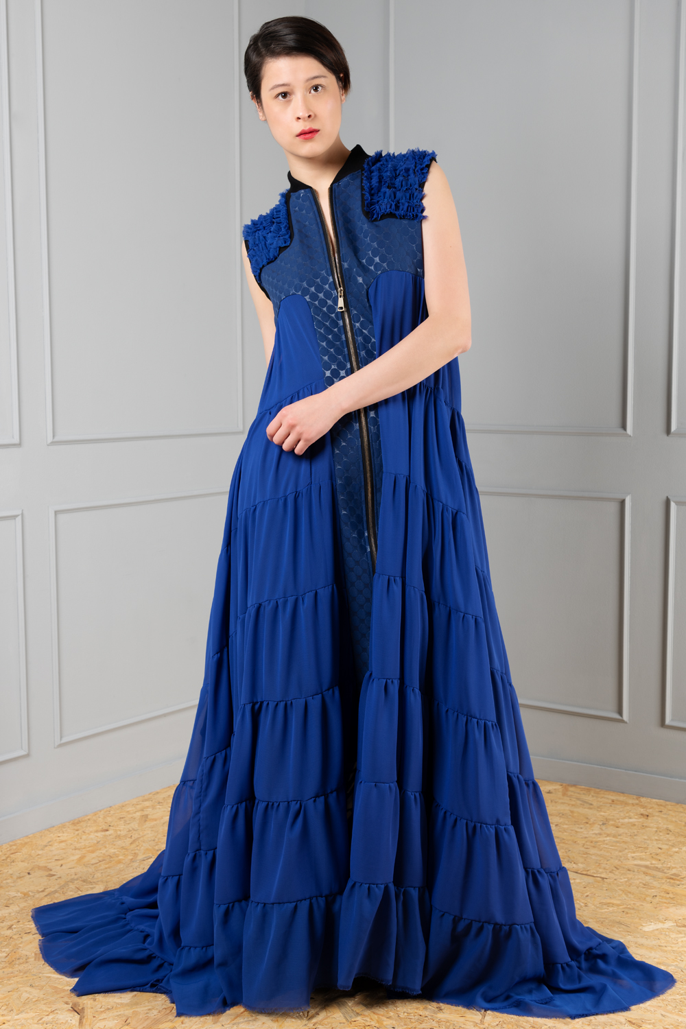 Blue zip up dress cheap