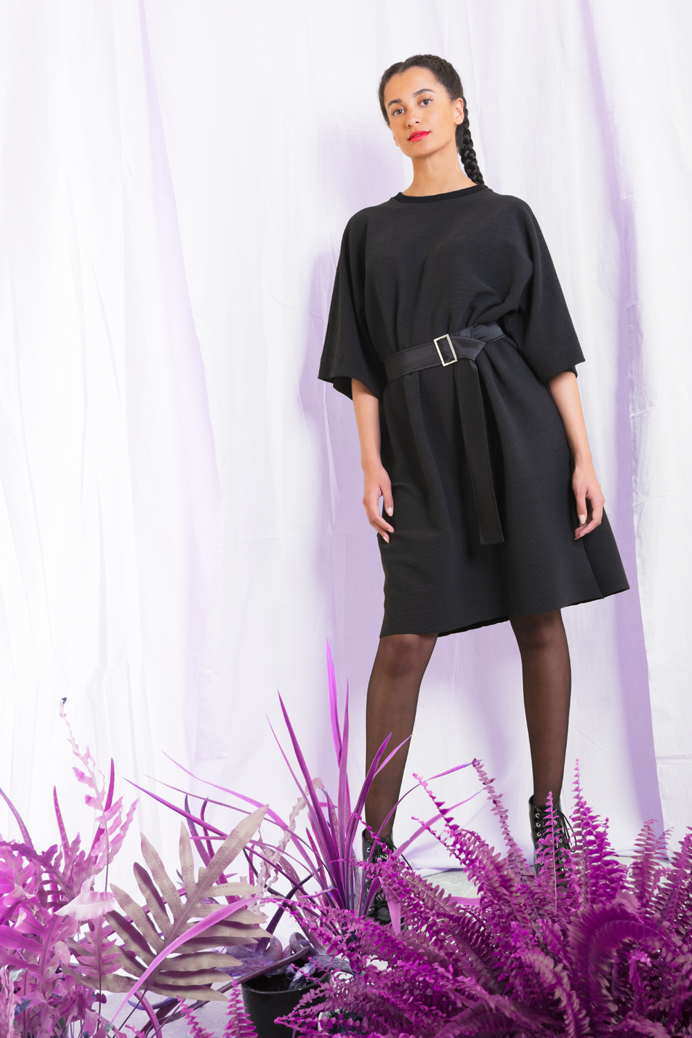 black rib oversized women s t shirt Haruco vert