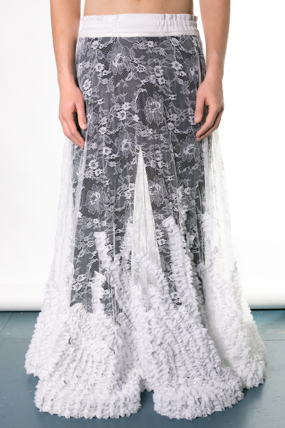 long white lace men s skirt Haruco vert
