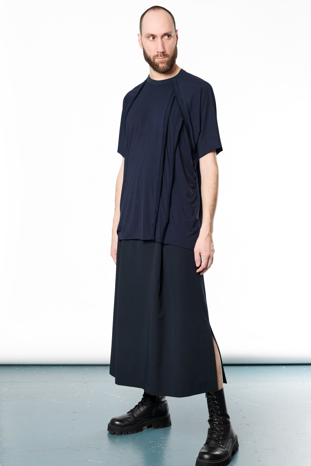 navy blue straight men s skirt Haruco vert