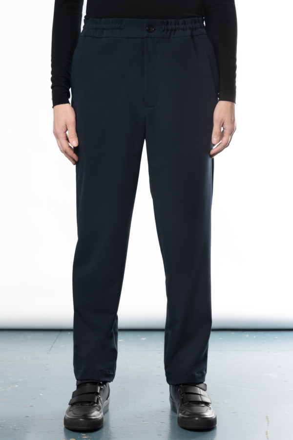 navy blue straight leg pants