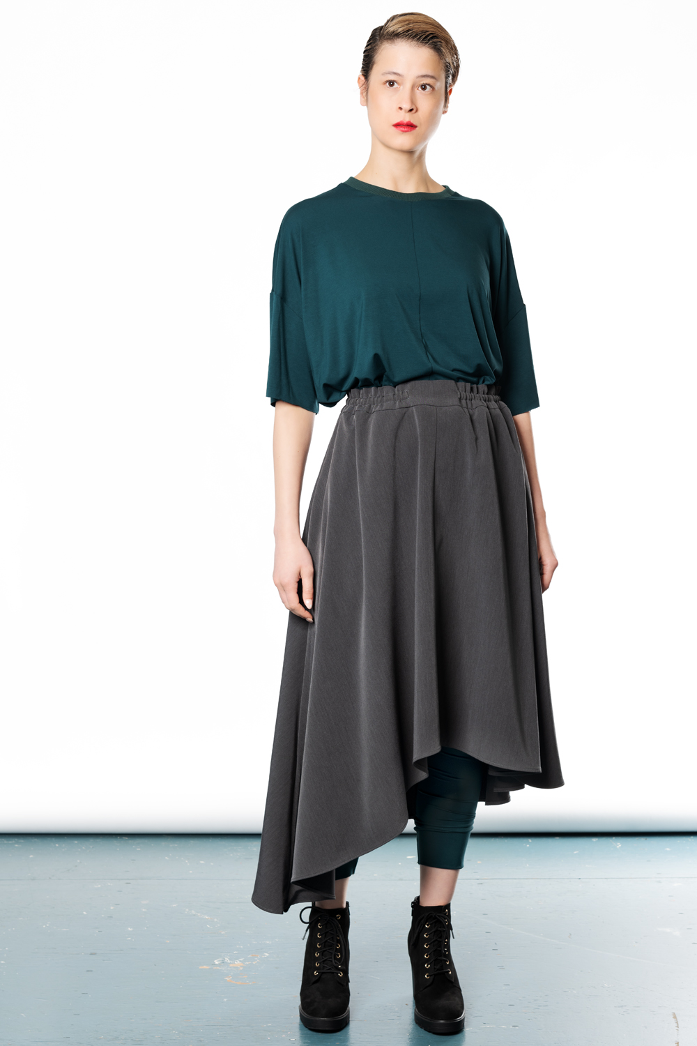 asymmetrical grey skirt Haruco vert