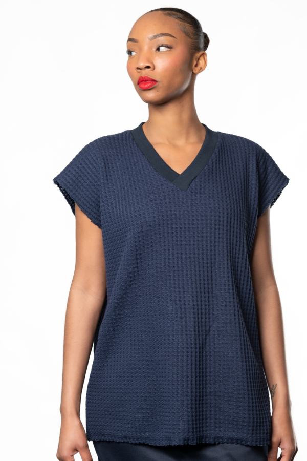 blue knit sweater vest